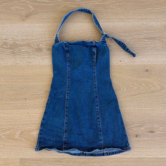 showpo Dresses & Skirts - Showpo Denim Mini Dress Halter Neck Peggy Size US 4 Blue